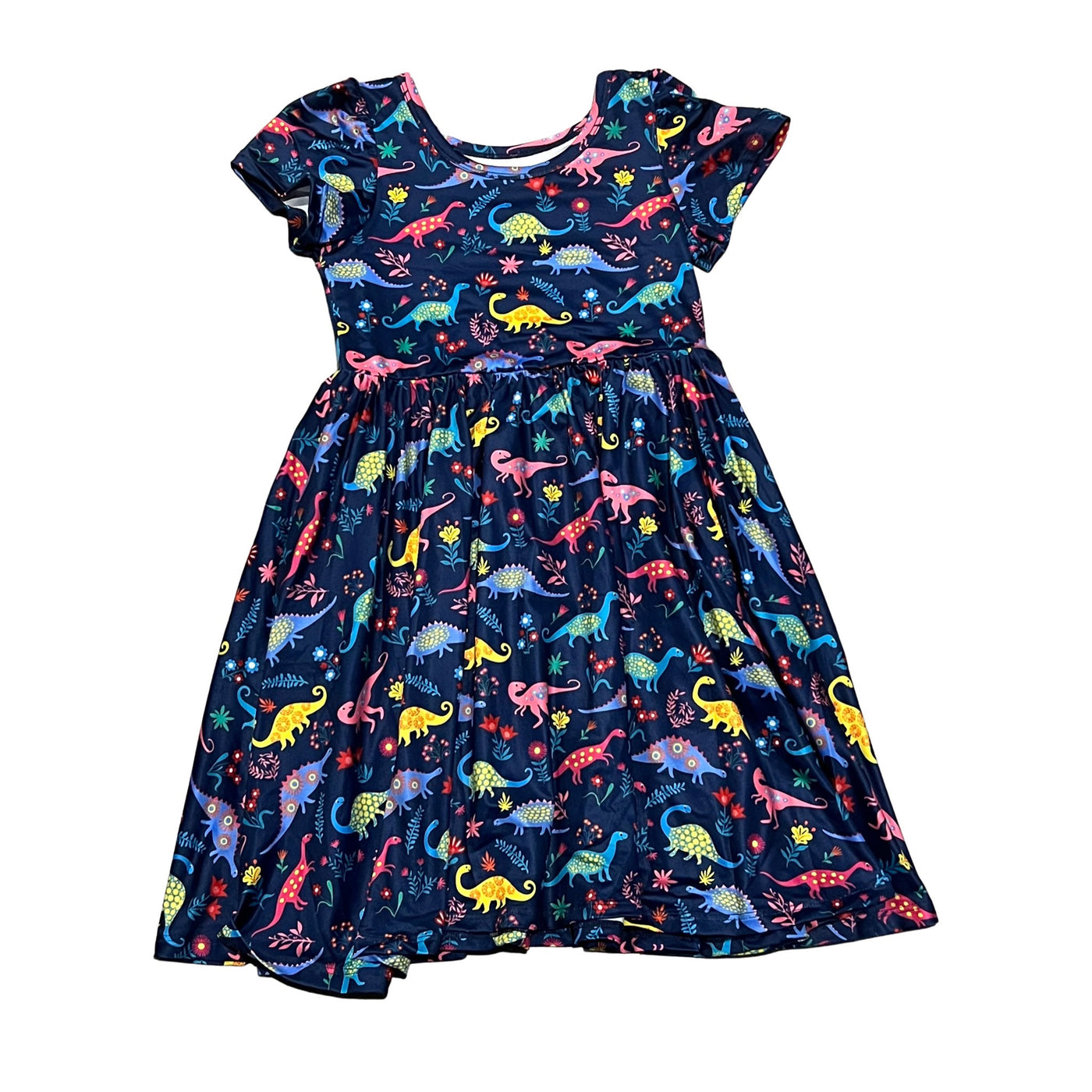 Colorful dino twirl dress