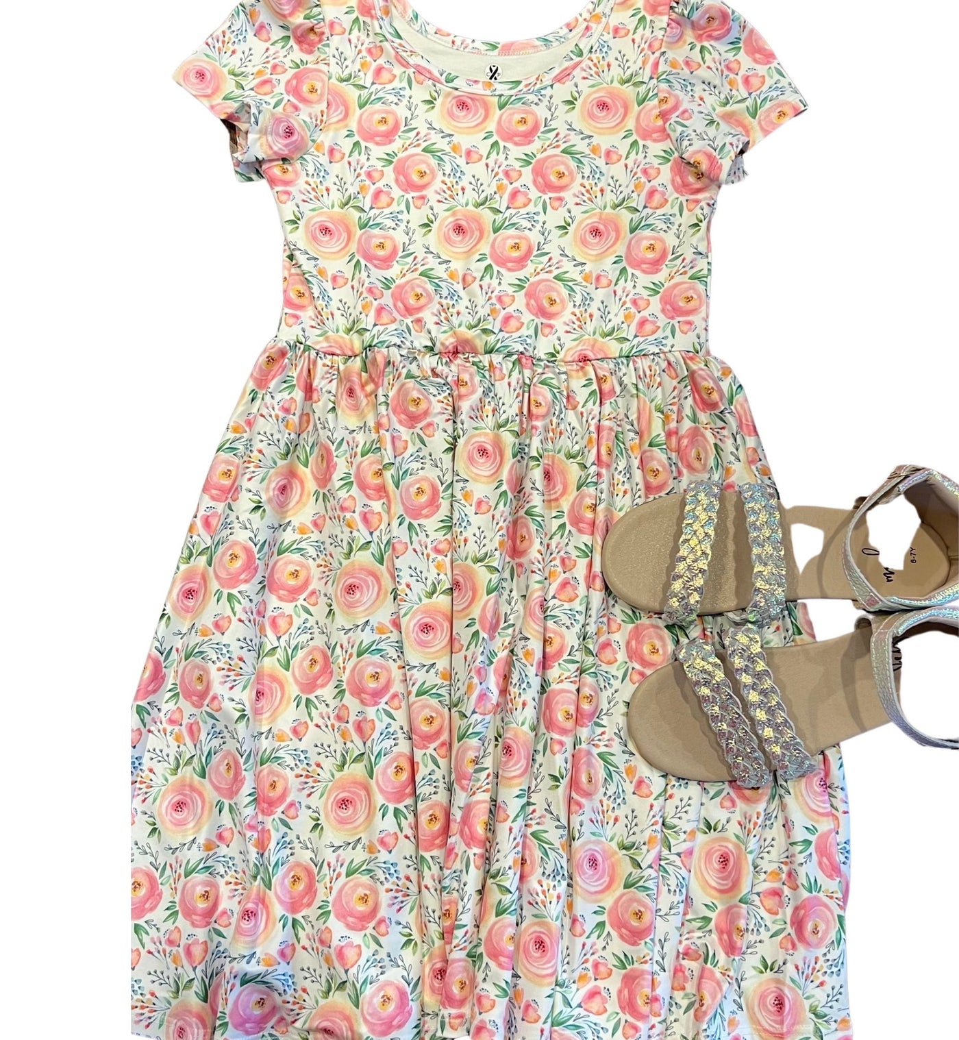 Watercolor floral twirl dress