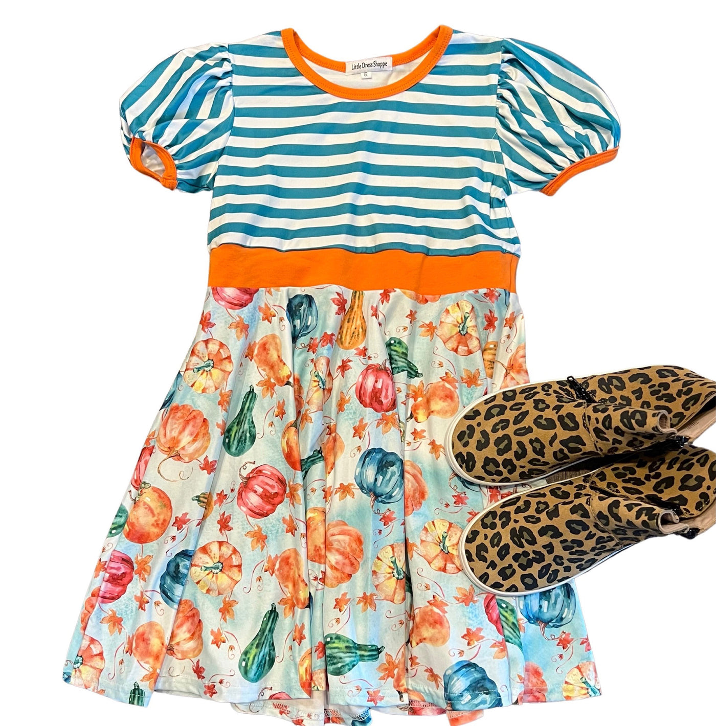 Striped pumpkin twirl dress