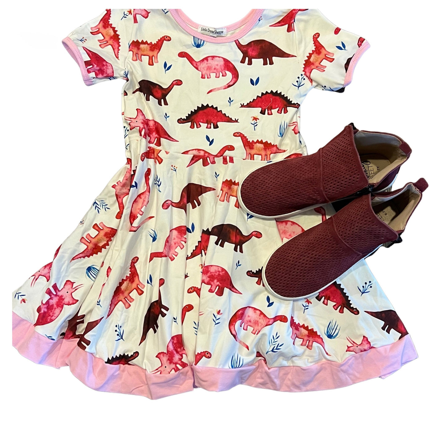 Pink dino twirl dress