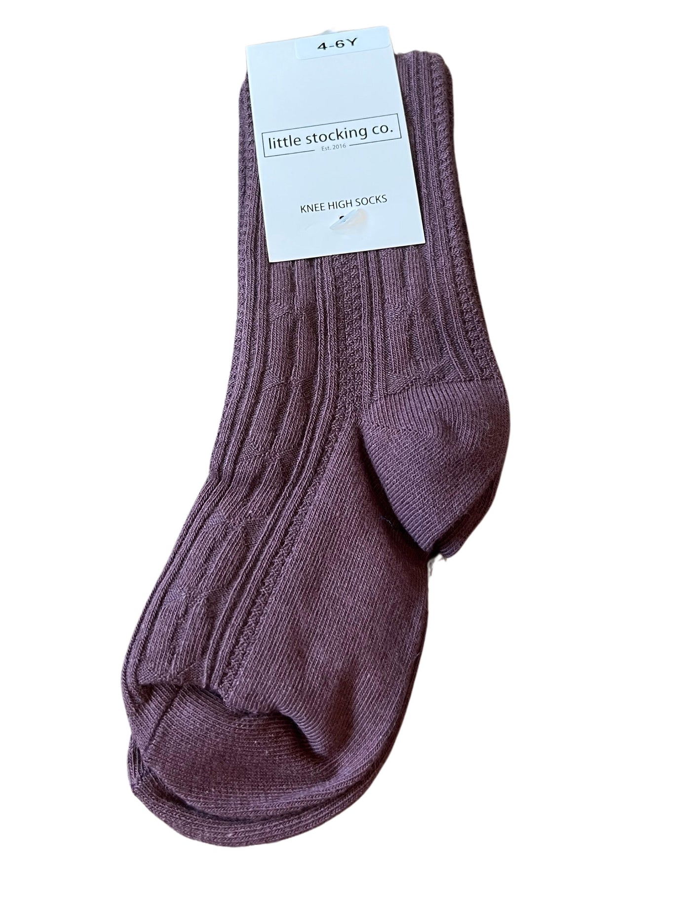 Dusty Plum cable knit knee high socks