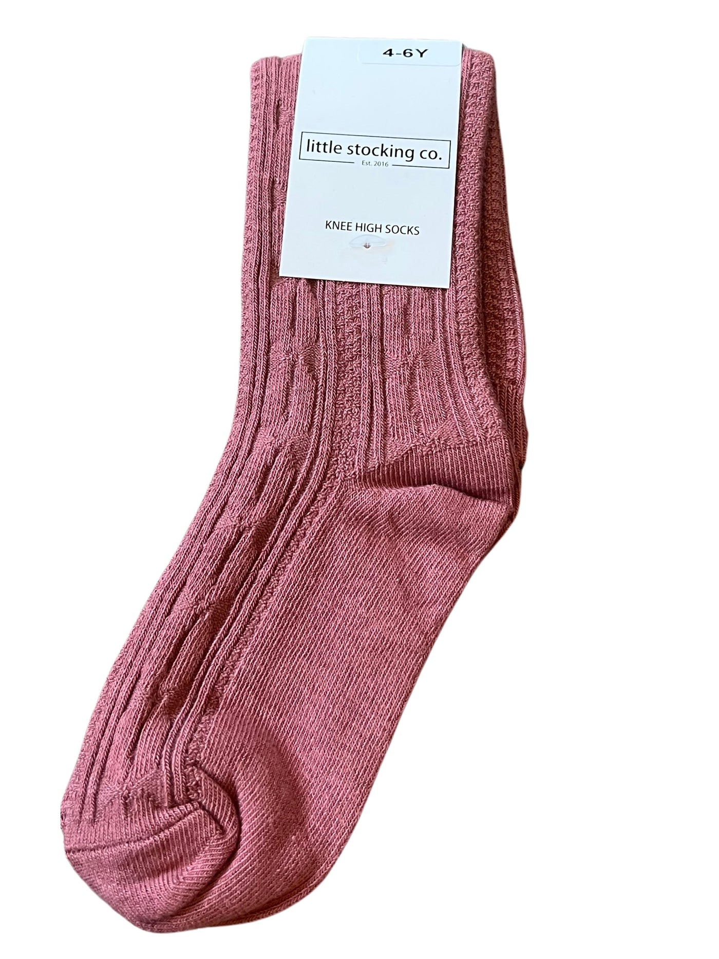 Mauve Rose cable knit knee high socks