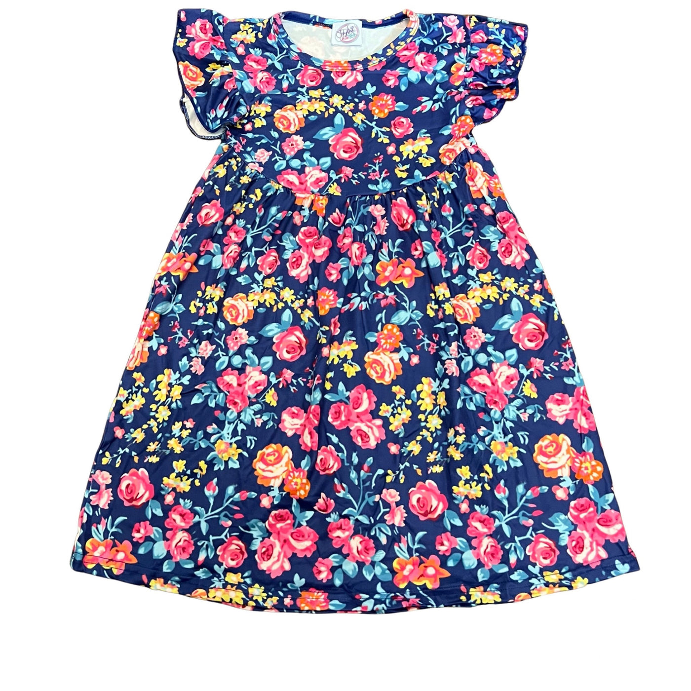 Navy floral pearl dress