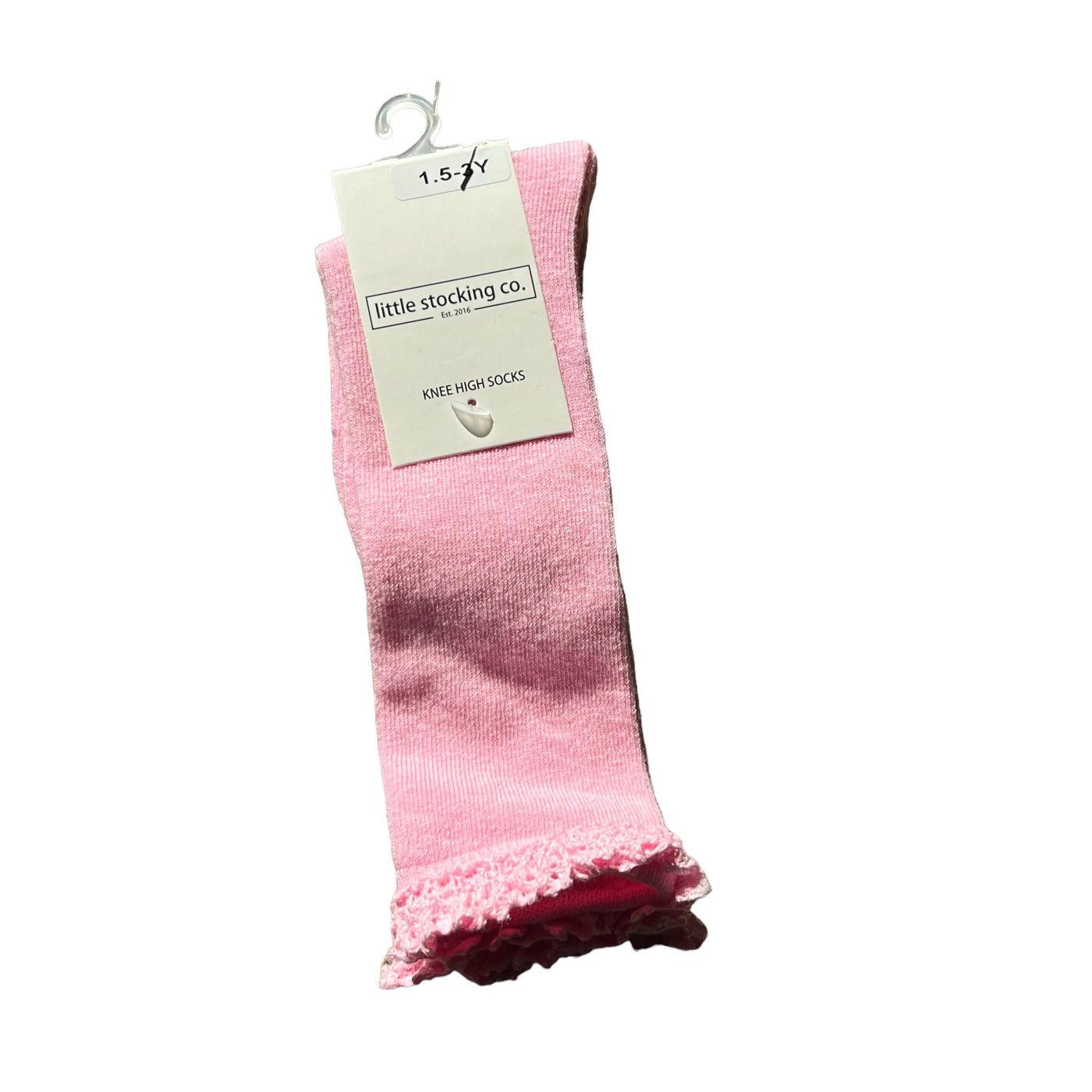 Peony pink lace knee high socks