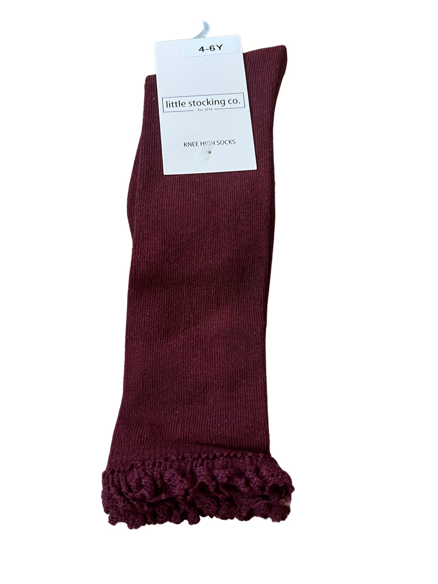 Wine lace knee high socks